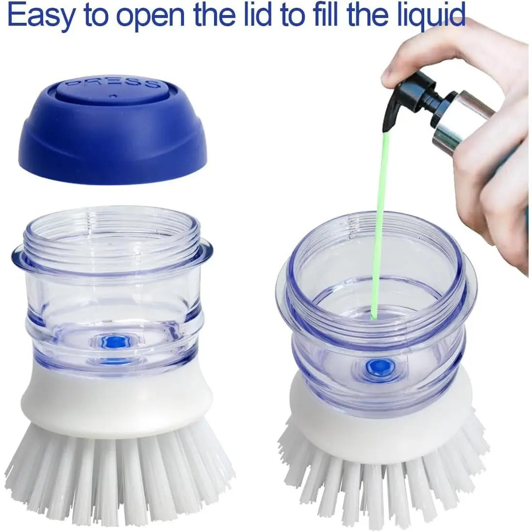 2 Pack Dish Brush with Soap Dispenser for Kitchen Cleaning, Dish Brush for Pots, Pans and Sink CleaningGift