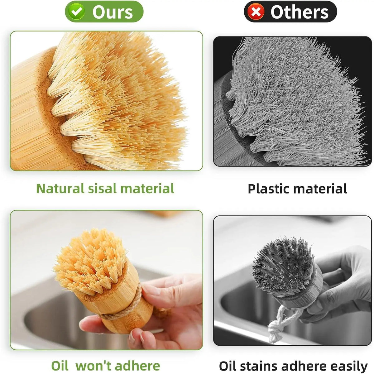Bamboo Dish Scrub Brush,Vegetable Brush,1 Pack with Ceramic Holder