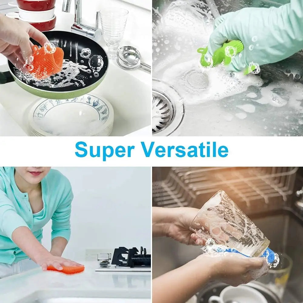 3PCS Silicone Dish Sponges, Multi-Purpose Kitchen Gadget Brush | Silicone Dish Sponges,Multi-Purpose and Efficient Sponge Kitchen Gadgets Sponges,,Especial Delicate Kitchen Sponge Brush