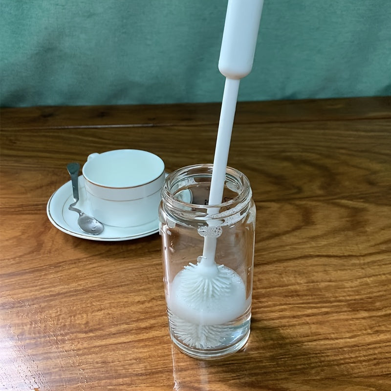 Multi-Purpose Cup Brush with Long Handle, 360-Degree Rotating Cleaning Brush for Bottles, Cups, And Containers, Reusable Kitchen Cleaning Tool with PC Handle, No Electricity Needed