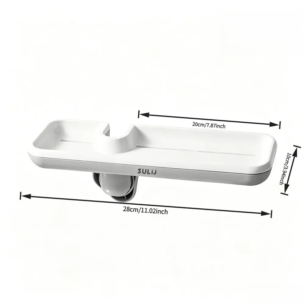 1Pc 360° Rotatable Faucet Sink Caddy, Minimalist No‑Drill Quick Drain Sponge Holder, Space‑Saving Hanging Durable Storage Rack for Kitchen Sink & Bathroom Shower
