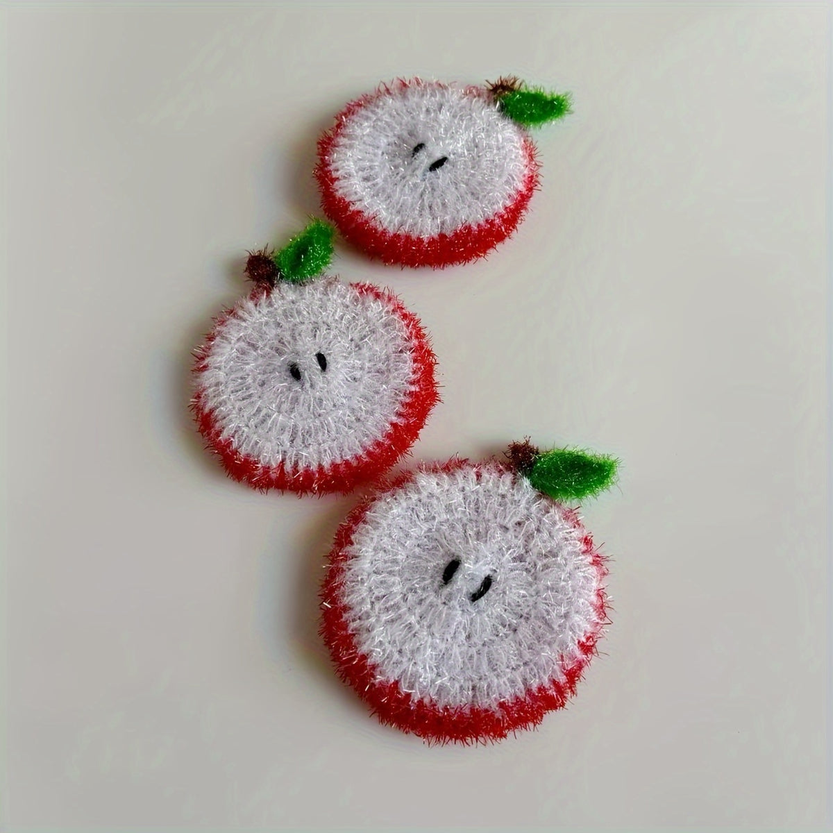 Manufacturer Wholesale Handmade Acrylic Dish Towels, Christmas Apple Creative Kitchen Cleaning Dishcloths, Multi-functional Scouring Pads, Dish Towels, Christmas Gifts