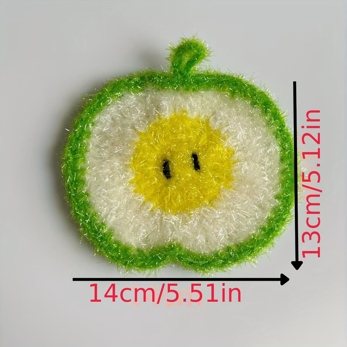 Sliced Large Apple Design, Hand-crocheted Polyester Fiber Multi-purpose Dishcloth, Kitchen Scrubber, Table Decoration, Holiday Gift, Dishwasher-safe Scrubbing Cloth