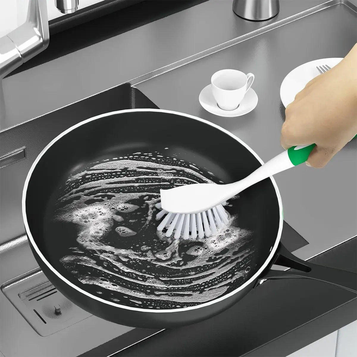 2 Pack Handheld Dish Washing Brush, Durable Stiff Bristles Scrubber, Comfort Handle, Household Cleaning Tool for Pots, Pans & Sink