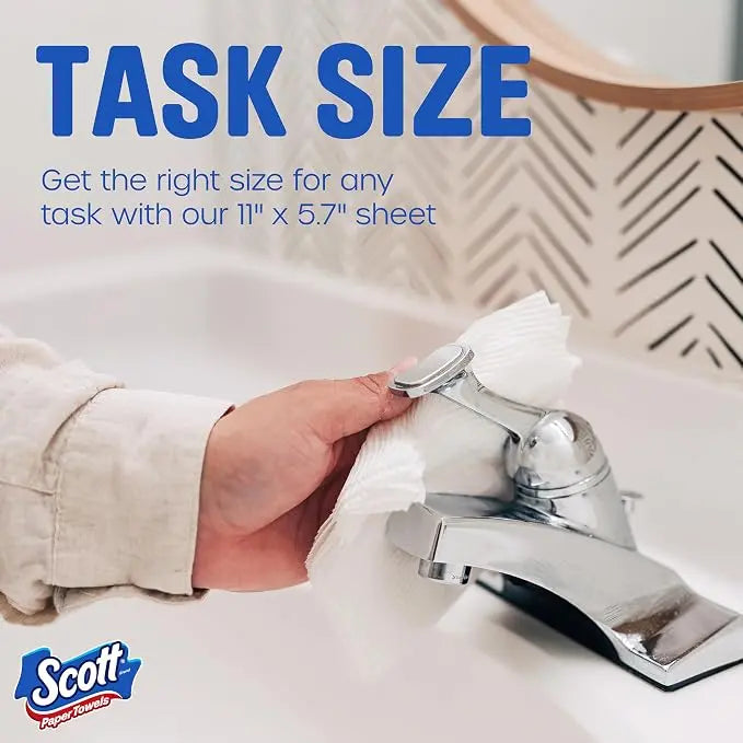 Scott Brand 16 Rolls Family Double Task Size Sheet Paper Towels Fast Absorbing Quick Clean Incredible Price