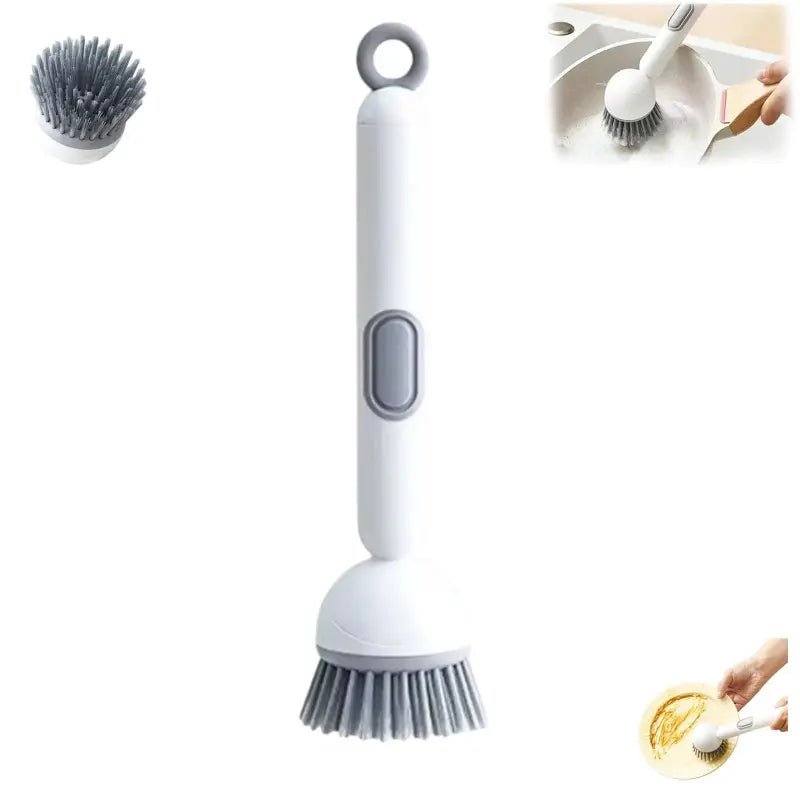 6-in-1 PVC Dish Brush with 360° Rotatable Design, Soap Dispenser and Holder, Multifunctional Kitchen Cleaning Tool for Pots, Pans, Sink