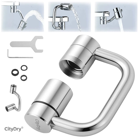 CityDry 1pc Rotatable Faucet Aerator Extension - 360 Rotation 360-Degree Swivel, 2-Mode Splash Control, All-Angle Adjustment, 95% Compatible Upgrade Kit for Kitchen & Bathroom Sinks, Faucet Extender Bathroom,sohochic