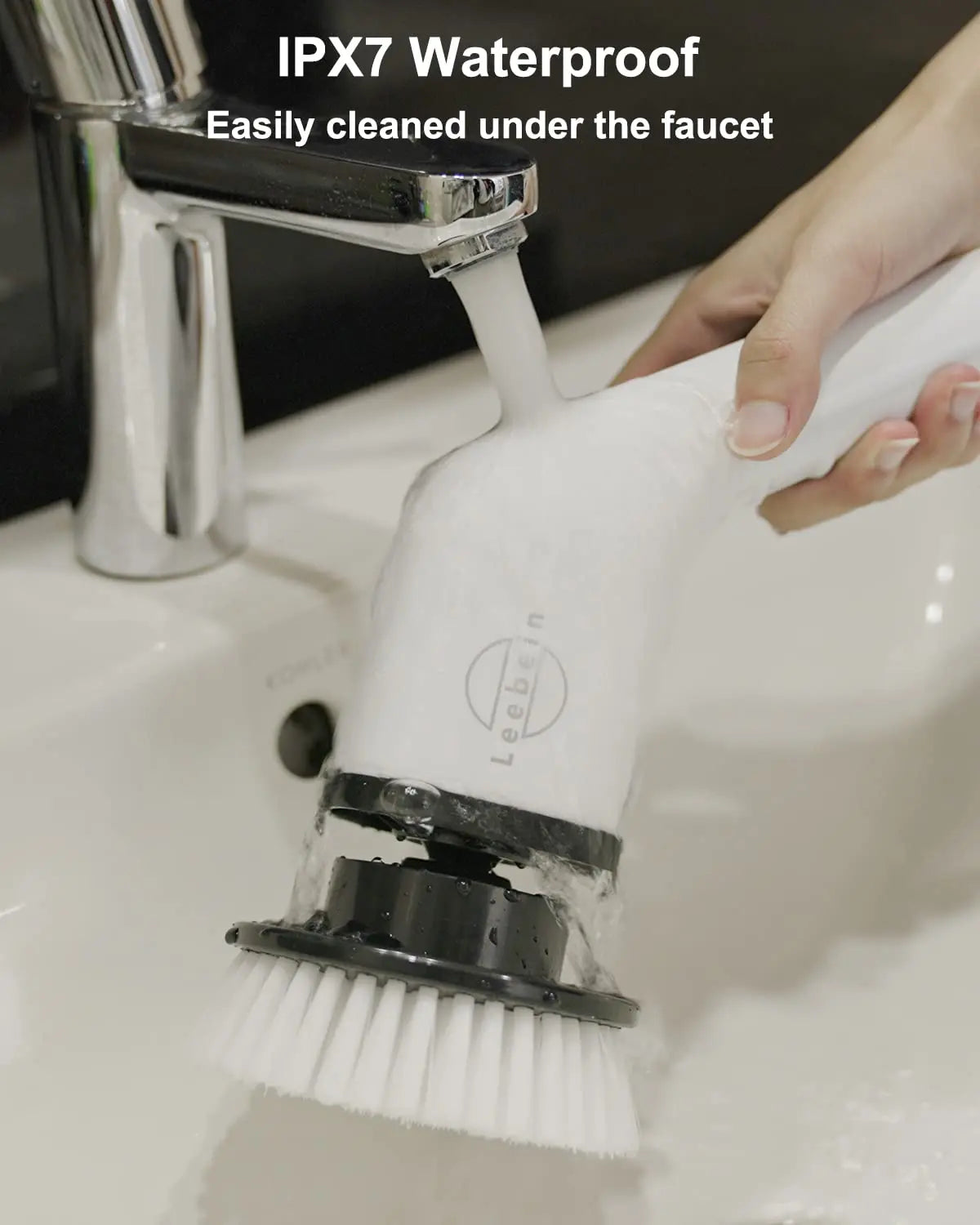 Cordless Spin Scrubber - Rechargeable Electric Hand Tool with Adjustable Speed, 8 Replaceable Brush Heads, USB Charging, Back Pain Relief for Kitchen/Bath Stainless Steel Cleaning