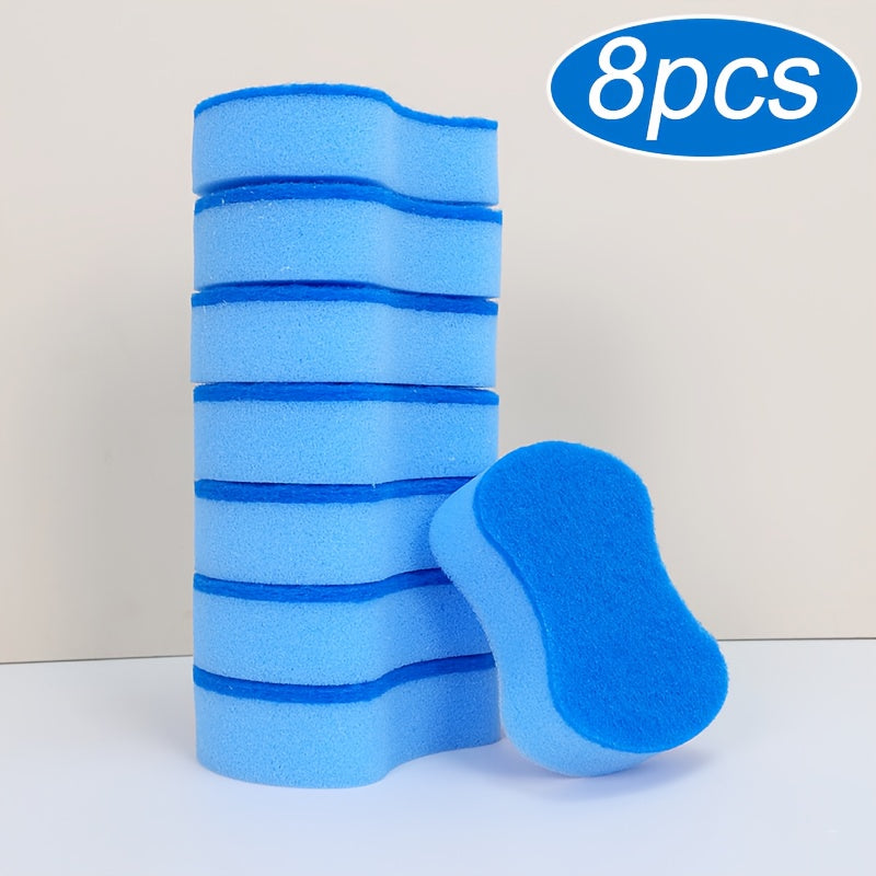 4/8/12pcs New Blue Multi-Functional Kitchen Cleaning Sponges, Cleaning Tools, Suitable for Scrubbing Dishes, Utensils, and Pots, Durable, Absorbent, Reusable Cleaning Cloths