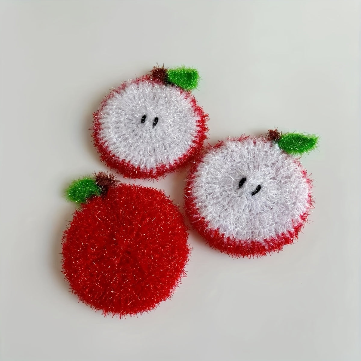 Manufacturer Wholesale Handmade Acrylic Dish Towels, Christmas Apple Creative Kitchen Cleaning Dishcloths, Multi-functional Scouring Pads, Dish Towels, Christmas Gifts