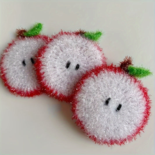 Manufacturer Wholesale Handmade Acrylic Dish Towels, Christmas Apple Creative Kitchen Cleaning Dishcloths, Multi-functional Scouring Pads, Dish Towels, Christmas Gifts