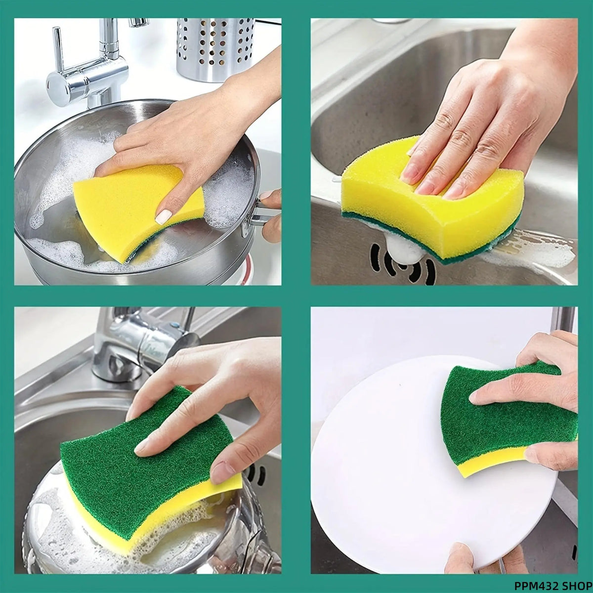 32 Pack Kitchen Cleaning Sponges and Dish Cloths, Non Scratch Scrub Pads for Dishes and Cookware, Multi Surface Dishwashing Supplies for Pots, Pans, Plates and Everyday Home Kitchen Cleaning