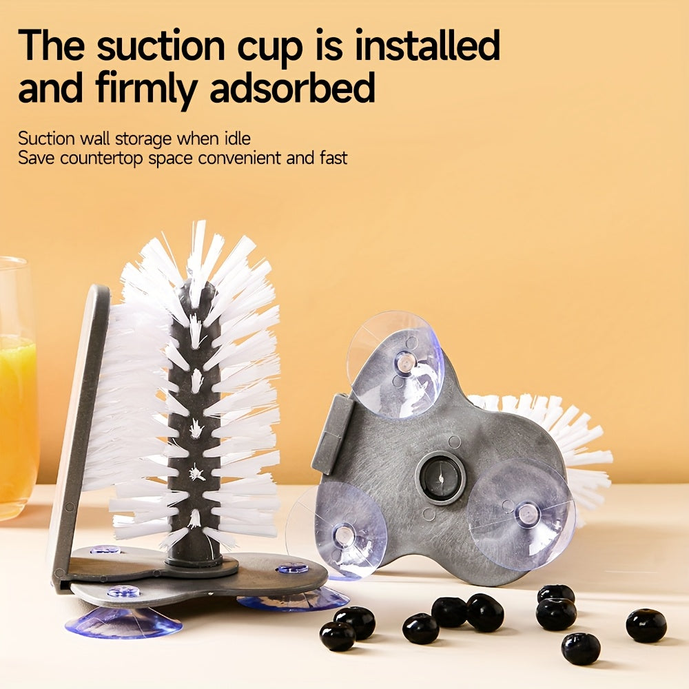 1pc, Cup Washer with Suction Cup, Glass Cleaner, Bottle Brush, Sink Bottle Cleaning Brush, 2-in-1 Beverage Cup Cleaning Brush, Suction Cup Cleaning Brush, Kitchen Small Tool, Kitchen Accessories