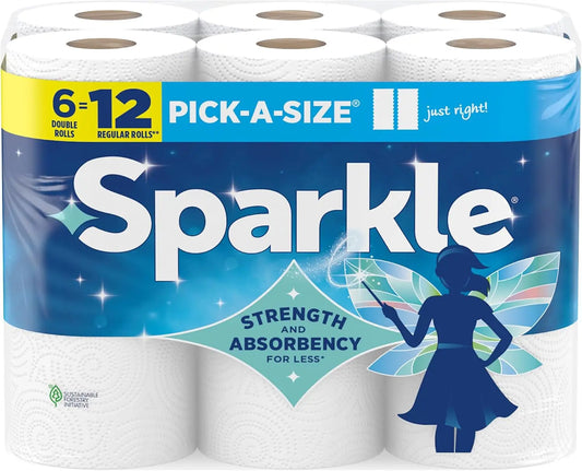 Sparkle Pick-A-Size Kitchen Paper Towels, 6 Double Rolls, 660 Sheets