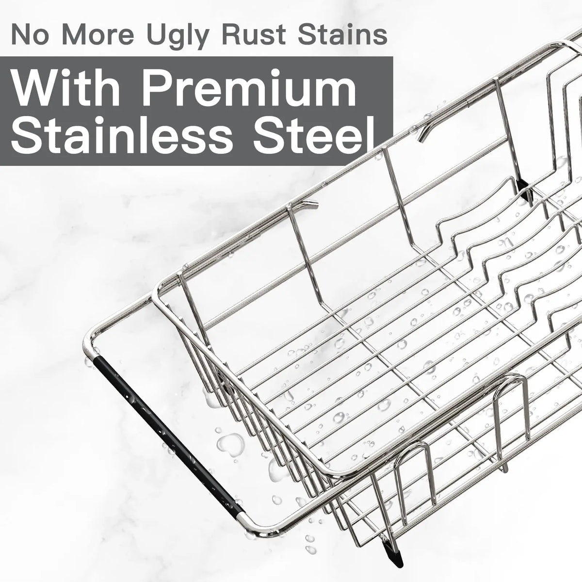Expandable Stainless Steel Over Sink Dish Drying Rack with Utensil Holder, Rustproof Space-Saving Dish Drainer, Perfect for Small Kitchens, Apartments & RVs